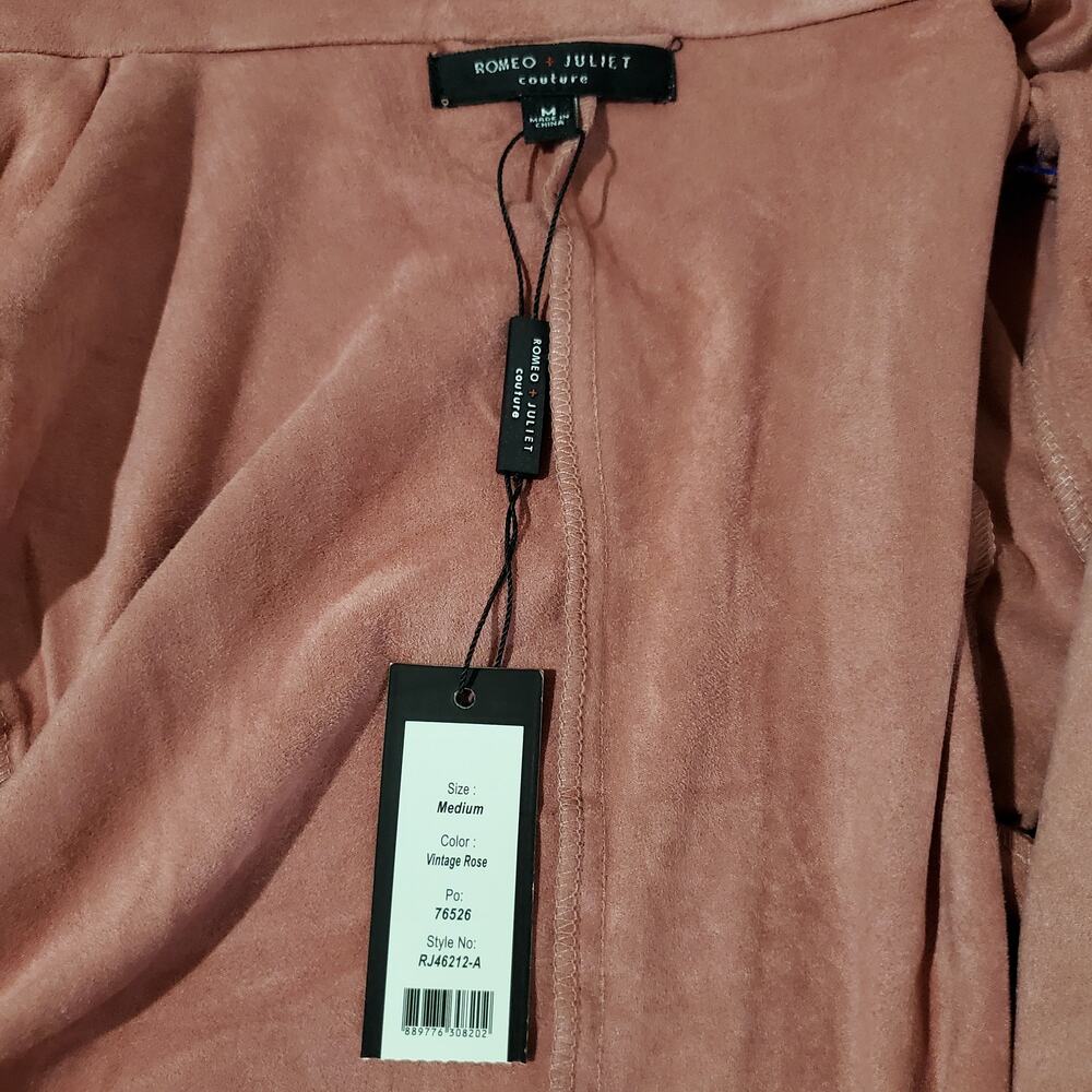 Romeo + Juliet NWT Butterfly Stretch Waterfall Ultra Suede Jacket M Vintage Rose - Picture 5 of 9